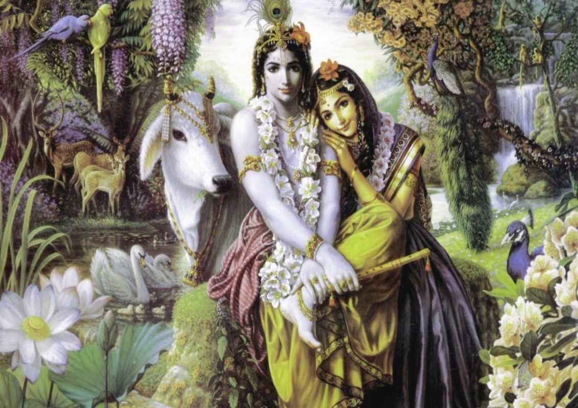 Radha Krishna with cow